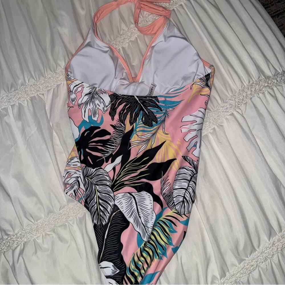 Tropical One-Piece Swimsuit tummy control swimsuits - Picture 5 of 5